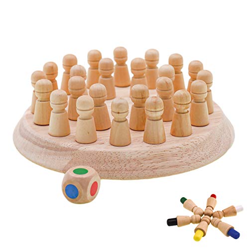 myCozyLite Schach Spiel Erraten Farbe, Stick Erinnerung Brettspiel, Holz, 2-6 Spieler, Farbabstimmung Herausforderung, Familienspaß Spiel, Kleine Würfel Brettspiel für Kinder und Erwachsene, 3 Jahre+ von myCozyLite