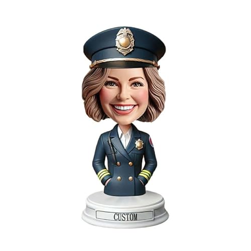 mydedor Individuelle Wackelkopf-Figur, individuelle Puppe, Polizistin in Uniform, benutzerdefinierter Wackelkopf, Wackelkopf-Figuren, handgefertigt, personalisiertes Geschenk für erwachsene Frauen von mydedor