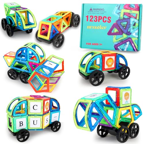 mysoler Magnetische Bausteine 123 Teile Magnetbausteine Magnete Kinder Magnetspielzeug für Kinder ab 2 3 4 5 6 7 8 Jahre Lernspielzeug Bauklötze Bausatz Pädagogisches Geschenk von mysoler