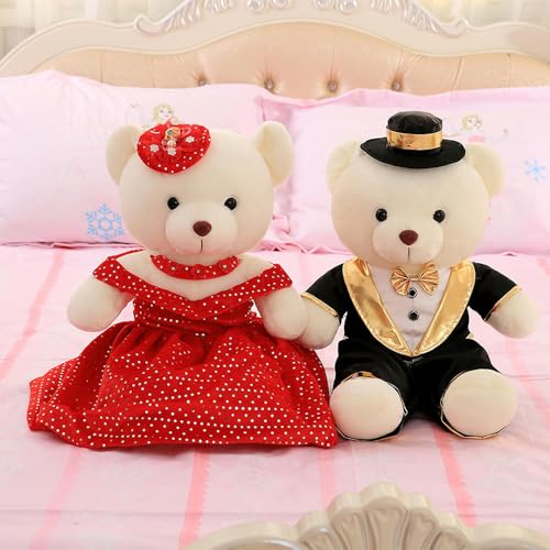 mzDxLy Süßes Hochzeitskleid: Teddybär, Plüschtier, Puppe, Hochzeitspuppe, Hochzeitsgeschenk, Kind, Geburtstagsgeschenk, 100cm 4 von mzDxLy