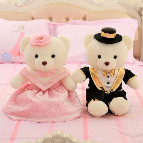 mzDxLy Süßes Hochzeitskleid: Teddybär, Plüschtier, Puppe, Hochzeitspuppe, Hochzeitsgeschenk, Kind, Geburtstagsgeschenk, 80cm 3 von mzDxLy