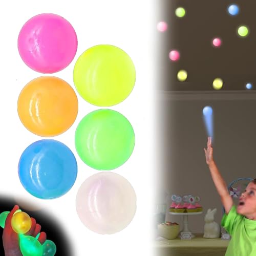 6pcs Glowbiez,Glorbs Ball,Leuchtende Klebrige Bälle,Klebrige Kugeldecke Leuchtend,Glows In The Dark Sticky Balls,Leuchtende Stressabbau-bälle, Im Dunkeln Leuchtender, Klebriger Zielball von mzvoo