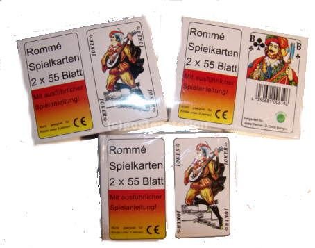 4 x Romme-Spielkarten Rommespiel je 55 Blatt von n/a