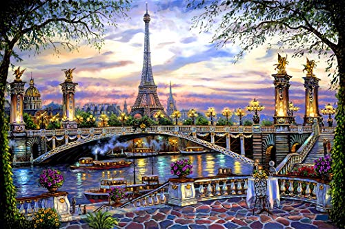 najiaxiaowu 1000 Teile Klassische Puzzle Erwachsene Puzzle Scenic Bridge Paris Eiffelturm Holzpuzzle Modern Home Decor Wandkunst Einzigartiges Geschenk 75 x 50 cm von najiaxiaowu