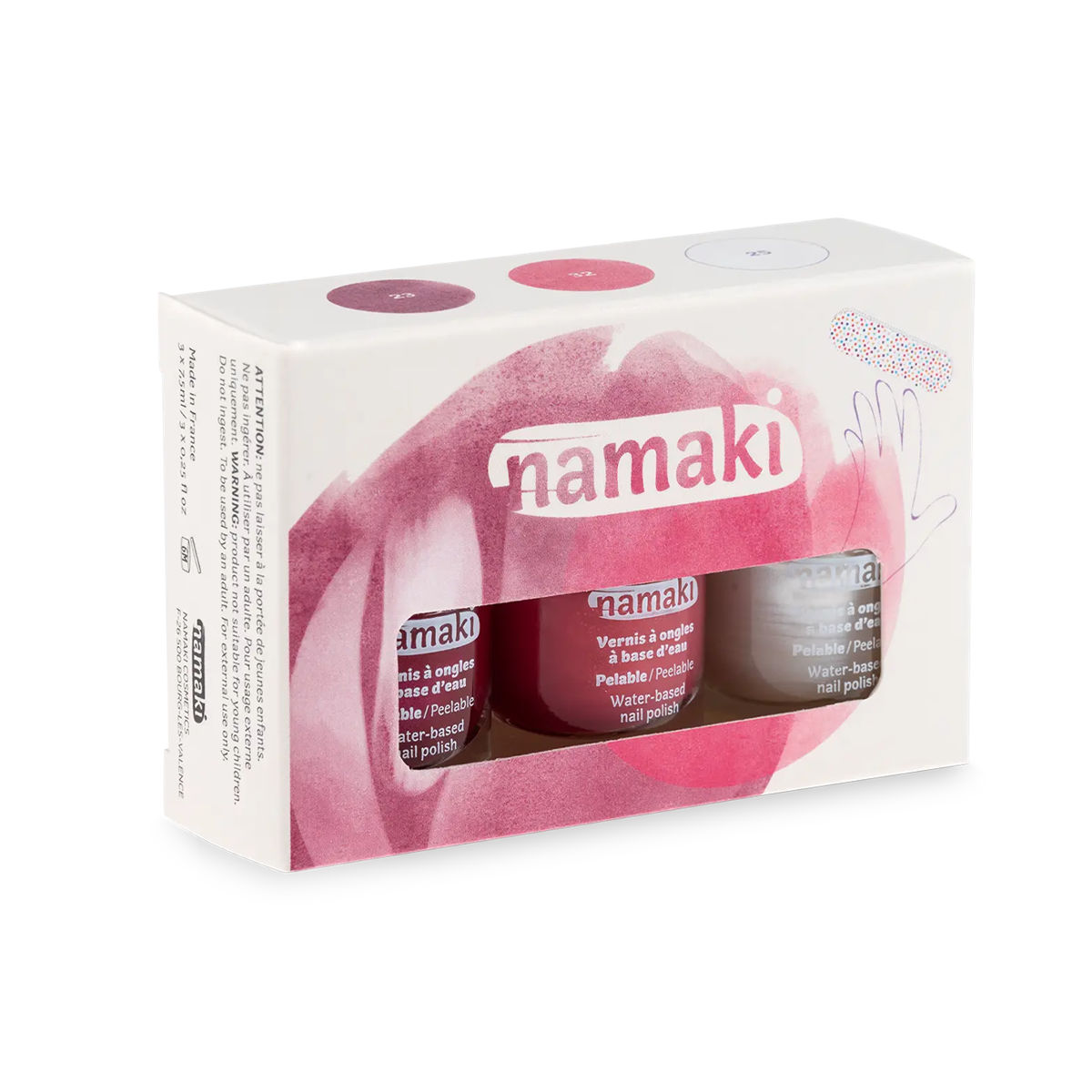 namaki - Nagellack Set Himbeere/Fuchsia/Perlweiß abziehbar von namaki