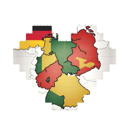 Abstrakte deutsche Flagge, Kartendruck, herzförmiges Baustein-Puzzle, personalisiertes Geschenk für Männer und Frauen von nanger