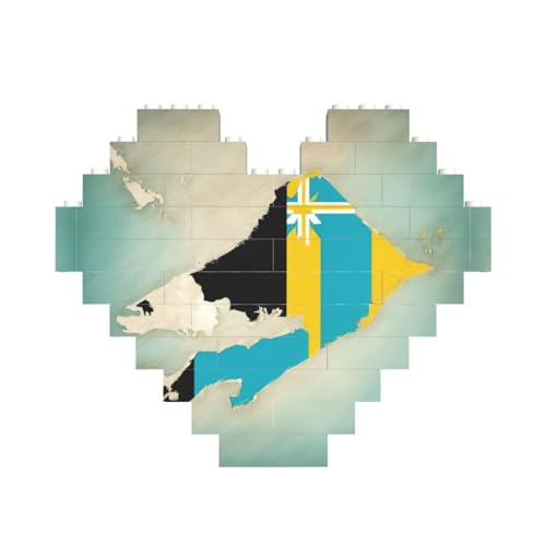 Bahamas Positionsflagge, Kartendruck, herzförmiges Baustein-Puzzle, personalisiertes Geschenk für Männer und Frauen von nanger