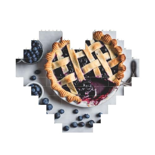 Blueberry Pie Print Heart Shaped Building Brick Block Puzzle, personalisiertes individuelles Geschenk für Männer und Frauen von nanger