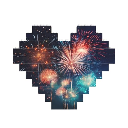 Feuerwerk-Druck, herzförmiges Baustein-Puzzle, personalisiertes individuelles Geschenk für Männer und Frauen von nanger