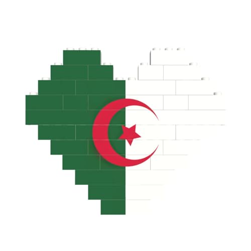 Flagge von Algerien, herzförmiges Baustein-Puzzle, personalisiertes Geschenk für Männer und Frauen von nanger