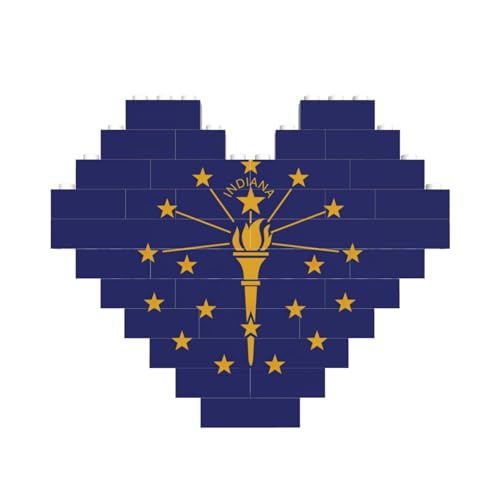 Indiana State Flag Print Heart Shaped Building Brick Block Puzzle, personalisiertes individuelles Geschenk für Männer und Frauen von nanger