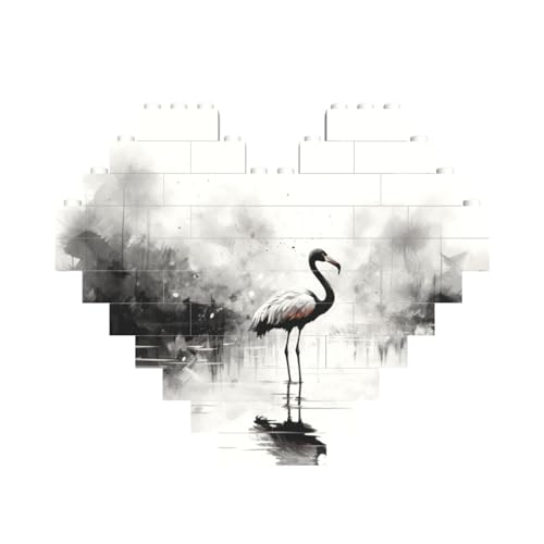 Ink Flamingos Print Heart Shaped Building Brick Block Puzzle, personalisiertes individuelles Geschenk für Männer und Frauen von nanger