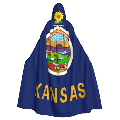 Kansas Unisex Kapuzenumhang mit Staatsflagge, Erwachsenen-Cosplay-Kostüm, Umhang mit Kapuze, Robe für Halloween-Partys von nanger