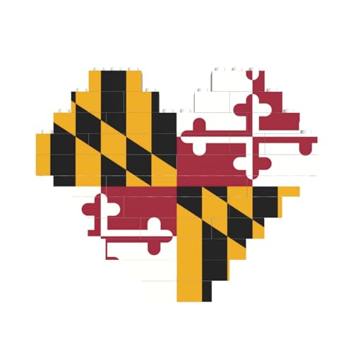 Maryland State Flag Print Heart Shaped Building Brick Block Puzzle, personalisiertes individuelles Geschenk für Männer und Frauen von nanger