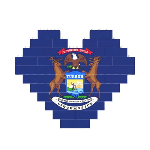 Michigan State Flag Print Heart Shaped Building Brick Block Puzzle, personalisiertes individuelles Geschenk für Männer und Frauen von nanger