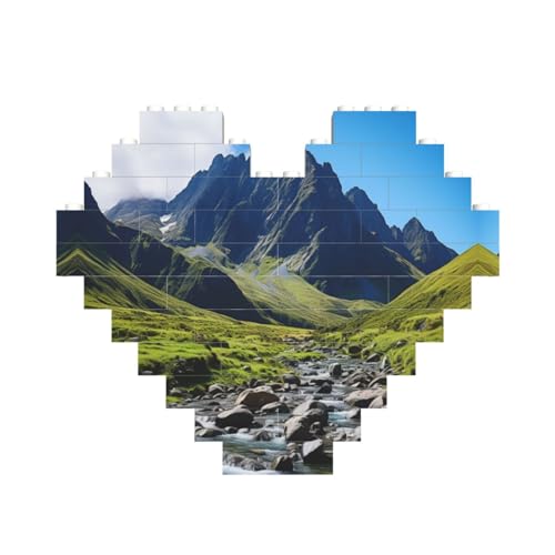 Natural Wonders Print Heart Shaped Building Brick Block Puzzle, personalisiertes individuelles Geschenk für Männer und Frauen von nanger