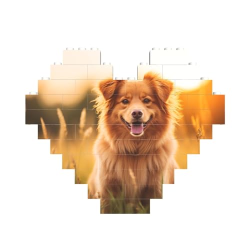 Niedliches Welpen-Hunde-Aufdruck, herzförmiges Baustein-Puzzle, personalisiertes Geschenk für Männer und Frauen von nanger