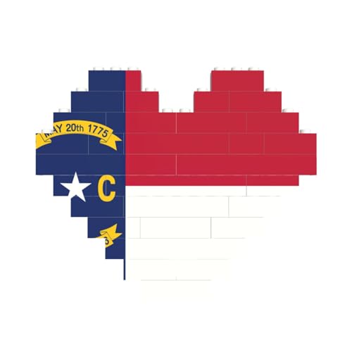 North Carolina State Flag Print Heart Shaped Building Brick Block Puzzle, personalisiertes individuelles Geschenk für Männer und Frauen von nanger