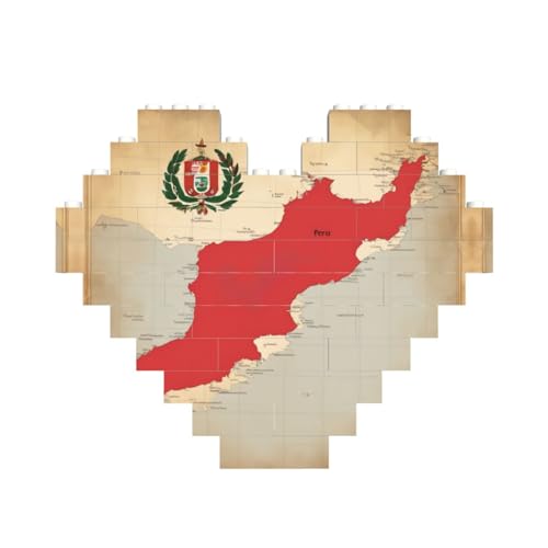 Peru-Positionsflagge, Kartendruck, herzförmiges Baustein-Puzzle, personalisiertes Geschenk für Männer und Frauen von nanger