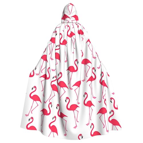 Roter Flamingo-Muster, Unisex, Kapuzenumhang, Erwachsenenkostüm, Umhang, Kapuze, Robe für Halloween-Partys von nanger