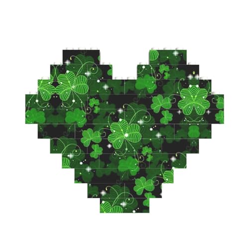 St Patricks Day Blätter-Druck, herzförmiges Baustein-Puzzle, personalisiertes Geschenk für Männer und Frauen von nanger