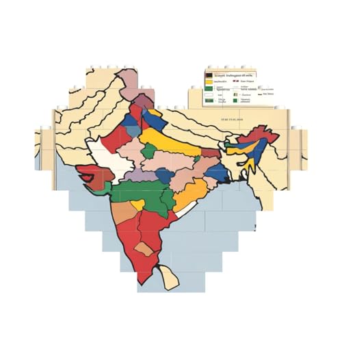 Sultanate of Delhi Territory Map Print Heart Shaped Building Brick Block Puzzle, personalisiertes individuelles Geschenk für Männer und Frauen von nanger