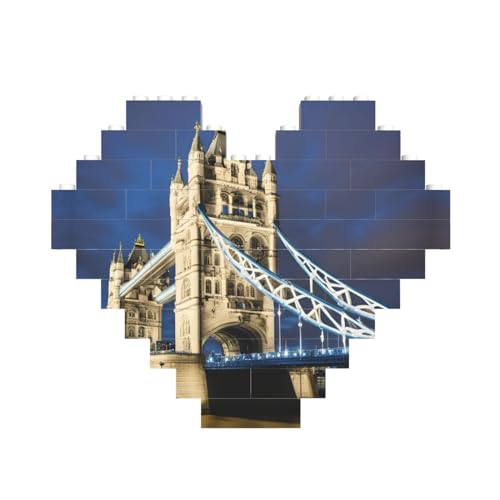 Tower Bridge in London Druck Herzförmiges Baustein-Puzzle, personalisiertes individuelles Geschenk für Männer und Frauen von nanger