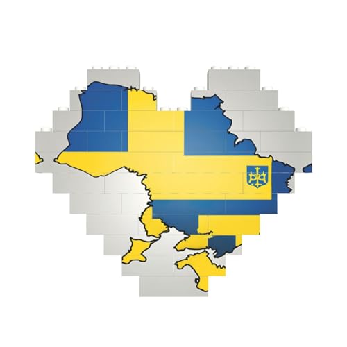 Ukraine-Flagge, Kartendruck, herzförmiges Baustein-Puzzle, personalisiertes Geschenk für Männer und Frauen von nanger