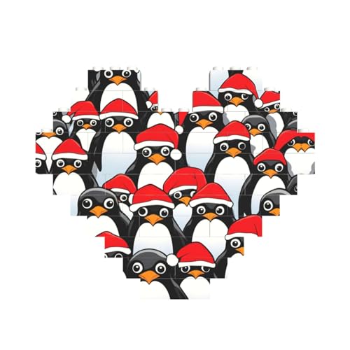 Weihnachtspinguin-Druck, herzförmiges Baustein-Puzzle, personalisiertes Geschenk für Männer und Frauen von nanger