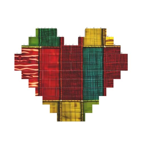 nanger Afrikanischer Stil, Patchwork-Druck, herzförmiges Baustein-Puzzle, personalisiertes individuelles Geschenk für Männer und Frauen von nanger