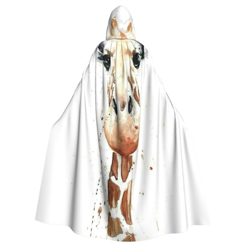 nanger Clever Giraffen-Druck, Unisex, Kapuzenumhang, Erwachsenenkostüm, Umhang, Kapuze, Robe für Halloween-Partys von nanger