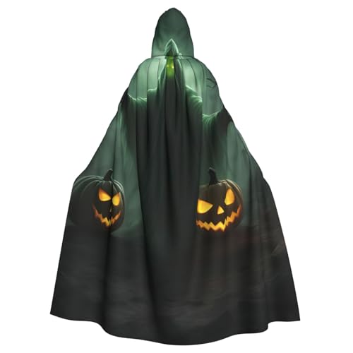 nanger Grüner Geist Horror Halloween Kürbis Druck Unisex Kapuzenumhang Erwachsene Cosplay Kostüm Umhang Kapuze Robe für Halloween Partys von nanger