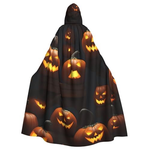 nanger Halloween Kürbis 1 Druck Unisex Kapuzenumhang Erwachsene Cosplay Kostüm Umhang Kapuze Robe für Halloween-Partys von nanger