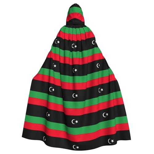 nanger Kapuzenumhang mit libyscher Flagge, Unisex, Erwachsenenkostüm, Cosplay-Kostüm, Umhang für Halloween-Partys von nanger