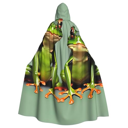 nanger Lustige grüne Frösche 1 Druck Unisex Kapuzenumhang Erwachsene Cosplay Kostüm Umhang Kapuze Robe für Halloween-Partys von nanger