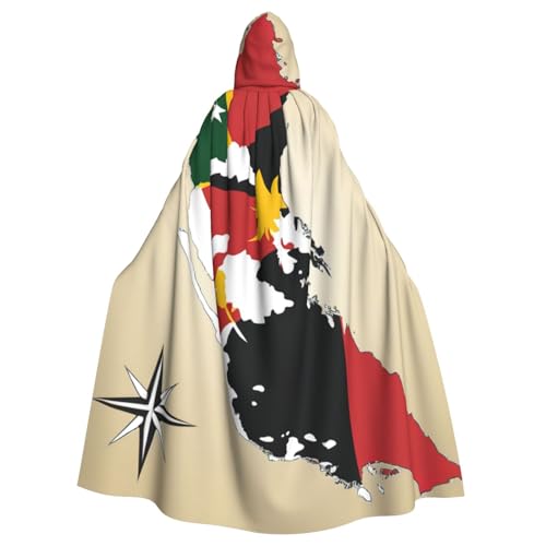 nanger Papua-Neuguinea-Flagge, Map02-Druck, Unisex, Kapuzenumhang, Erwachsenenkostüm, Umhang, Kapuze, Robe für Halloween-Partys von nanger