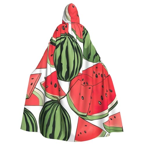 nanger Roter Wassermelonen-Druck, Unisex, Kapuzenumhang, Erwachsenenkostüm, Cosplay-Kostüm, Robe für Halloween-Partys von nanger