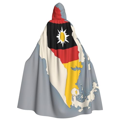 nanger Timor-Leste Ortskarte mit Sonnenaufdruck, Unisex-Kapuzenumhang, Cosplay-Kostüm, Umhang mit Kapuze, Robe für Halloween-Partys von nanger