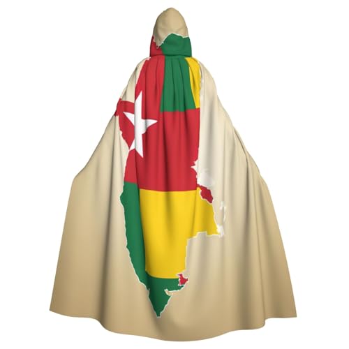 nanger Togo Flaggenkarte mit weißem Sternendruck, Unisex-Kapuzenumhang, Erwachsenenkostüm, Umhang, Kapuze, Robe für Halloween-Partys von nanger