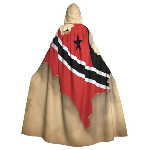 nanger Trinidad und Tobago Flagge Map01 Druck Unisex Kapuzenumhang Erwachsene Cosplay Kostüm Umhang Kapuze Robe für Halloween Partys von nanger