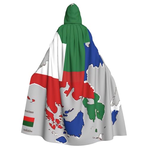 nanger Tschetschenische Republik Flagge Map04 Druck Unisex Kapuzenumhang Erwachsene Cosplay Kostüm Umhang Kapuze Robe für Halloween-Partys von nanger