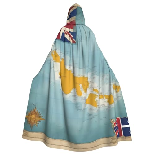 nanger Turks and Caicos Islands Map02 Print Unisex Hooded Cloak, Adult Cosplay Costume Cape Hood Robe For Halloween Parties von nanger