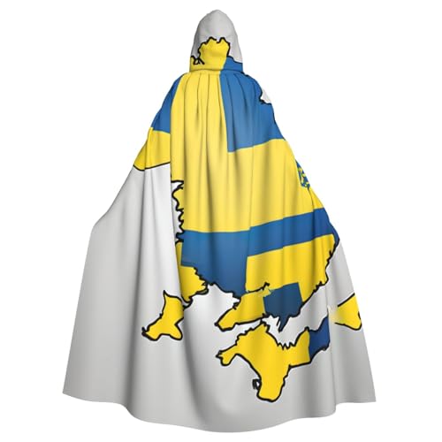 nanger Umhang mit Ukraine-Flagge, Unisex, Kapuzenumhang, Erwachsenenkostüm, Umhang, Kapuze, Robe für Halloween-Partys von nanger