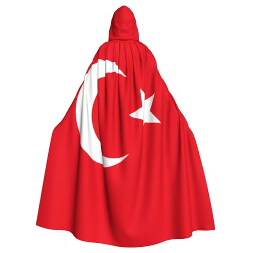 nanger Unisex Kapuzenumhang mit Flagge der Türkei, Erwachsenenkostüm, Umhang mit Kapuze, Robe für Halloween-Partys von nanger