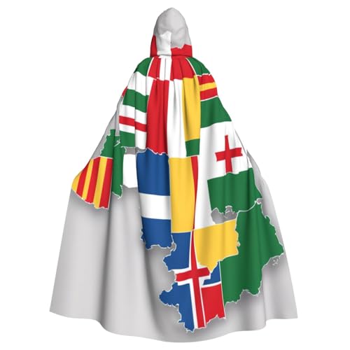 nanger Unisex Kapuzenumhang mit Nordrhein-Westfalen-Flagge, Map02-Druck, Erwachsenen-Cosplay-Kostüm, Umhang, Kapuze, Robe für Halloween-Partys von nanger