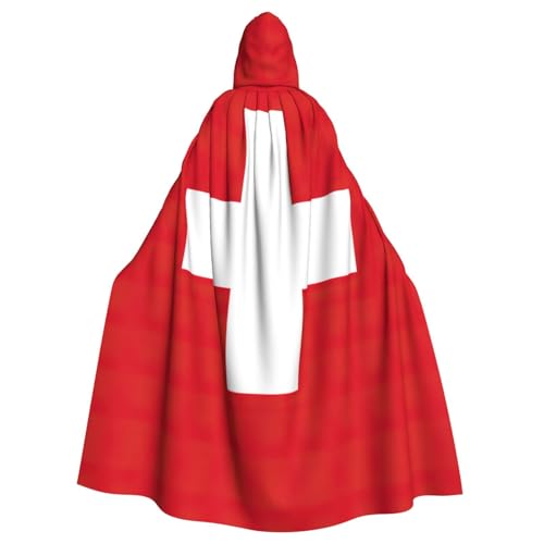 nanger Unisex Kapuzenumhang mit Schweizer Flagge, Erwachsenen-Cosplay-Kostüm, Umhang mit Kapuze, Robe für Halloween-Partys von nanger