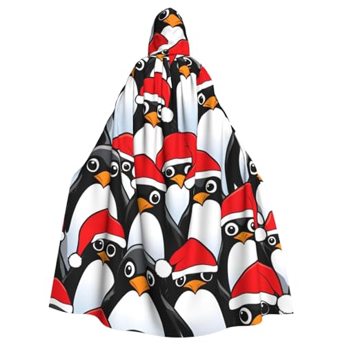 nanger Unisex Kapuzenumhang mit Weihnachts-Pinguin-Aufdruck, Erwachsenenkostüm, Cosplay-Kostüm, Umhang für Halloween-Partys von nanger