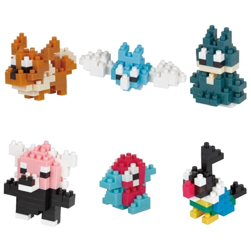 Bandai - Nanoblock - Pack Mini-Figuren Pokémon vom Typ Normal - Set 6 Pokémon-Figuren Zusammenbauen - Konstruktionsspielzeug Mini-Bausteine Figur - Baukit Spielzeug für Kinder ab 12 Jahren - NBPM14B von nanoblock