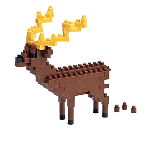 nanoblock NBC-014 - Sika Deer / Sikahirsch, Minibaustein 3D-Puzzle, Mini Collection Serie, 140 Teile, Schwierigkeitsstufe 2, mittel von nanoblock