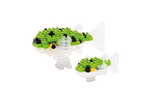 nanoblock NBC-085 - Green Spotted Puffer / Grüner Kugelfisch, Minibaustein 3D-Puzzle, Mini Collection Serie, 150 Teile, Schwierigkeitsstufe 3, schwer von nanoblock